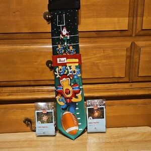 Festive Football Holiday Tie with 2-qty warm mini lights